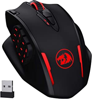 Redragon M913 Impact Elite Wireless Gaming Mouse, 16000 DPI Wired/Wireless RGB Gamer Mouse with 16 Programmable Buttons, 45 Hr Battery and Pro Optical Sensor, 12 Side Buttons MMO Mouse