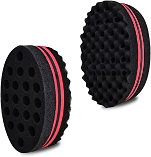 2Pcs Hair Sponge Brushes, ELERA Big Holes (14mm Hole) Afro Curling Hair Sponge for Twists and Dreads, Double Side Coils Wave Hair Twist Sponge Brush for Home and Barber