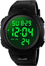 Mens Sports Digital Watches - Outdoor Waterproof Sport Watch with Alarm/Timer, Big Face Military Wrist Watches with LED Backlight for Running Men - Black by VDSOW