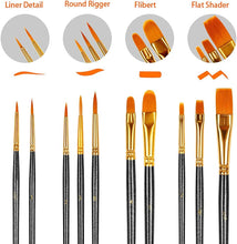 10PCS Paint Brushes Set Nylon Hair Brush for Acrylic Painting Oil Painting Watercolor Painting Gouache Painting Face Painting (Black)