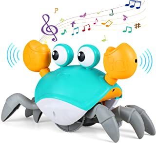 Crawling Crab Baby Toys 12 18 Months Interactive Walking Sensory Toys with Automatically Avoid Obstacles Function Musical Toys for 1 Year Old Boys Girls Baby