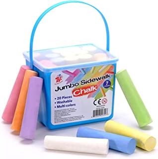 TBC The Best Crafts Coloured Chalk with 7 Assorted Colors and 20 Sticks Chunky Chalk Pavement Chalks for Children Outside Playground Blackboard