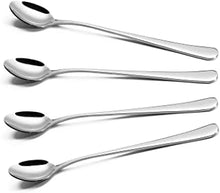 Vinsani Latte Spoons, Set of 4 Long Handle Spoons, Stainless Steel Coffee Spoons Tea Spoon Ideal for Latte Coffee, Espresso, Hot Chocolate, Hot Drinks, Dessert & Ice Cream Sundae - 7.8 inch (Silver)