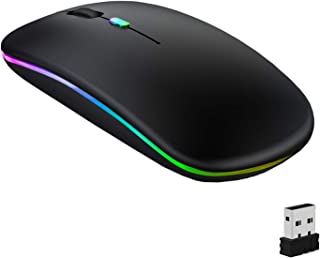 GeekerChip Wireless Mouse,LED Mouse(BT 5.1+2.4G)Rechargeale&Noiseless Bluetooth Mouse,2.4G Wireless Computer Mouse,800/1200/1600 DPI,Computer Cordless Mouse for Laptop PC,Mac,iPad(Black)