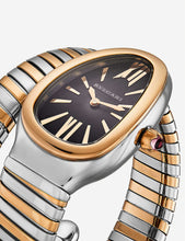 Serpenti 18ct pink-gold and stainless steel watch