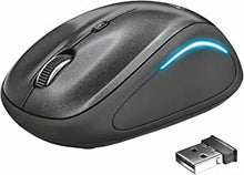 Trust Yvi FX Wireless Mouse with LED Illumination, USB Micro Receiver, RF 2.4 GHz, 800/1600 DPI, Ambidextrous, 8 m Range, Computer Mouse for PC, Laptop and Mac - Black [Amazon Exclusive]