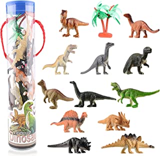 Mini Dinosaur Toys, 12 Piece Dinosaurs Play Set, Mini Dinosaur Figures Plastic Dinosaur Toys Model Play Set, Realist Dinosaur Figures Cake Topper Dinosaur Party Decorations for Kids