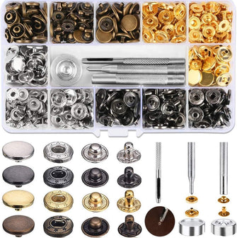 HAUSPROFI 120pcs Snap Fasteners Kit, Metal Snaps Buttons Set Rust Proof Press Studs with Fixing Tool for Clothing Sewing Leather Craft Jacket Repair (12 mm)