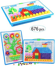 Jsvacva 676 pcs Mushroom Nails Pegboard Educational Colourful Jigsaw Puzzle Building Bricks Creative DIY Mosaic Toys for Kids & Toddlers, Birthday Gift for Girls Boys Age 3-8 Years