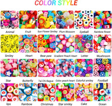 DIYDEC 480PCS Polymer Clay Beads, 24 Style Cute Fruit Flower Smiley Heart Mushroom Clay Beads Charms for Jewelry Necklace Earring Making, DIY Bracelet Making Kit Accessories for Women Girls