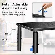 HUANUO Monitor Stand - 3 Height Adjustable Ergonomic Laptop Stand for Desk with Mesh Platform for Laptop, Computer, iMac, PC, Printer up to 20KG