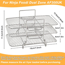 BYKITCHEN Air Fryer Racks for Ninja Dual, Three Layer Stainless Steel Cooking Rack, Air Fryer AF300UK AF400UK Accessories, Grilling Rack for Ninja/Salter/Tower/EMtronics Double Drawer Fryer