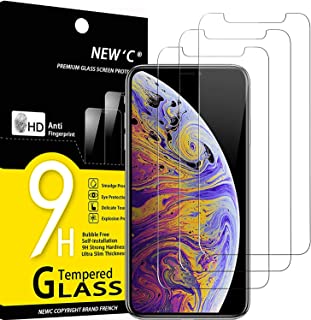[3 Pack] NEW'C Designed for iPhone 11 Pro Max and iPhone XS Max (6.5) Screen Protector Tempered Glass, Anti Scratch, Bubble Free, Ultra Resistant