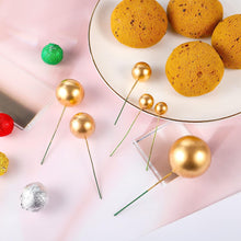 50 Pcs Ball Cake Topper, Gold Mini Cupcake Toppers Foam Ball Cake Picks Faux Pearl Balls Cake Insert Topper Baking Decorating for Wedding Graduation Birthday Party