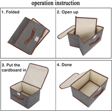 OWill Foldable Storage Boxes with Lids, Fabric Storage Cubes with Handles, for Home, Office, 25 X 19 X 16 cm(1pcs, grey)