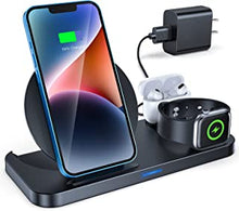 KKM Wireless Charger, 3 in 1 Wireless Charging Station,10W Fast Charging Stand for iPhone 13/13 Pro Max/12 Mini/11/11 Pro Max/X/XR/XS Max/8 Plus, Apple Watch, AirPods Pro (with QC 3.0 Adapter)