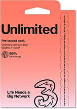 Three Mobile Unlimited Data Pay As You Go SIM