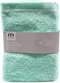 MERIDIANA Super Soft 100% Cotton Family Washcloths. Machine Washable. Pastel Green. 3 Pack. 30cm X 30cm.1 Units