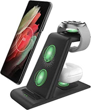 Aimtel 3 in 1 Wireless Charging Station Compatible for Samsung Galaxy Watch 4/3 Active 2/1 Galaxy S22(+,Ultra)/S21/S20/Note 20/10/9/8/Z Flip4/3 Fold 4/3/Buds2 Pro/Live Wireless Charger Stand