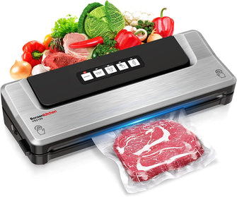 Bonsenkitchen Vacuum Food Sealer Machine for Sous Vide Cooking Dry & Moist Food Modes, Bonuse with Vacuum Bags, VS2100 (Sliver)