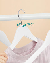 SONGMICS Wooden Hangers, Set of 20, Coat Hangers, Clothes Hangers, with Shoulder Notches, Anti-Slip Trousers Bar, 360 Swivel Hook, for Suits, Shirts, Coats, White and Silver CRW03W-20