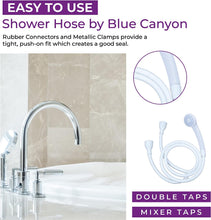 Blue Canyon Lunar Double Tap Shower Spray Bathroom Accessory Premium Shower Attachment for Bath taps Push-on-Fitting Suitable for Round & Oval Taps Shower Head for Bathroom ~1.2 Meters (White)