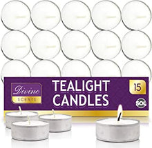 15pk Tea Lights Candles | Tea Lights for Home Decor, Centerpiece, Special Occasions | 3.5 Hour Tealights | Tealight Candles | Unscented Tealights | Long Burning Tealights | White Tealight Candles