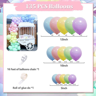 Pastel Balloon Arch Kit, 137 PCS Rainbow Balloon Arch Kit for Birthday Party Decorations Wedding Boy or Girl Baby Shower Decorations Gender Reveal Balloons