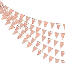 30 Feet Double Sided Glitter Paper Triangle Flag Bunting Pennant Banner for Birthday Holiday Wedding Anniversary Bridal Shower Hen Party Theme Party Supplies DecorationsGlitter+Metallic Rose Gold)