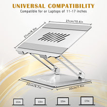 Laptop stand, Anti-Slip Pads Height-Adjustable Computer Laptop Stand Tablet Stand with Heat-Vent,Ergonomic Aluminum Laptop Holder Compatible with MacBook Air Pro, HP Dell Lenovo upto 16" (Silver)