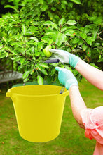 Set of 3- Plastic Builders Bucket 3 Gallon 14 Litre Water Mixing Storage Strong with Measuring Guide, Handle And Spout (Yellow, Blue, Black)