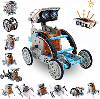 AceLife STEM Solar Robot Toy 12-in-1 Educational Science Kit DIY Building Toy Construction Engineering Set for Kids Age 8-12 Boys & Girls Birthday, Solar Powered Toy-Grey