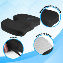 Benazcap Seat Cushion for Office Chair Breathable Seat Pads, Memory Foam for Pain Relief, Non-Slip Coccyx Cushion Washable Removable Cover for Desk Chair/Car Seat/Gaming Chair/Wheelchair,Black