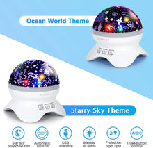 SUNNEST Baby Night Light Kids Projector, Starry Sky Lights Lamp 360 Degree Rotating Space and Ocean Themes with 8 Lighting Modes, Star Projector Gifts for Boys and Girls - White