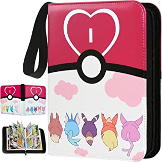 Trading Card Binder for Pokemon Cards - Cards Holder Album Fits 400 Cards with 50 Removable Sheet Cards Holder Folder Binder Album for Boys Girls (Pink)