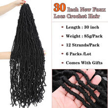 BLUONASI 30 Inch New Soft Locs Crochet Hair 6 Packs Natural Color Faux Locs Crochet Braids Hair Pre Looped Synthetic Super Long Pre Extended Crochet Locs Braiding Hair