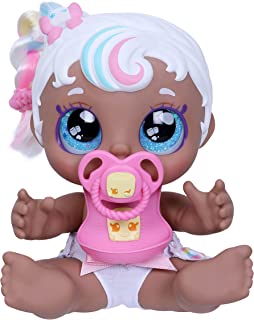 Kindi Kids Mini Mello Scented Kisses Little Sister Official Baby Doll with Big Glitter Eyes, Chubby, Squishy Arms and Legs, Removeable Nappy, Dummy and Bib