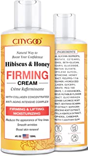 Hibiscus and Honey Firming Cream, Neck Firming Cream, Skin Tightening Cream, Reduces the Look of Neck Lines, Tightens & Smooths - With Collagen & Hyaluronic Acid -4 FL OZ