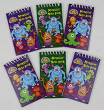 Pack of 12 Monster Mini Spiral Notebooks - Childrens Party Loot Bag Filler