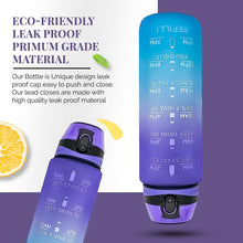 K-MART Water Bottle 1L Sports Water Bottle with Motivational Time Marker, Dishwasher Safe Leak-proof Drink Bottle BPA Free Non-Toxic for Running,cycling, Gym, School & Office (Purple Gradient)