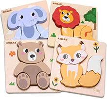 Airlab Wooden Puzzles for Toddlers 1 2 3 Year Old Baby Infant Chunky Animals Shape Puzzle Educational Learning Toys Gift for Kids Montessori Early Development and Activity Game with Drawstring Bag