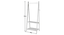 Decorative Clothes Rail with 2 Shelves - White