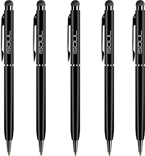 iSOUL Stylus Pen Stylus Touchscreen Pen [5 Pack] Pens for Touch Screens iPad, iPad 10.2 inch 2020 (8th Gen), iPhone, Samsung Galaxy, OnePlus, Google Pixel, Tablets & More Black Metal Ballpen Stylus