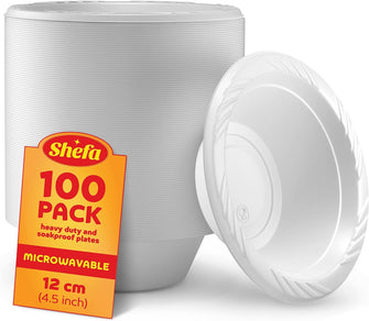 Shefa Pack of 100 White Bowls - Plastic Bowls for Soup, Reusable & Washable, Heavy Duty Dinnerware - Ideal Set for Birthday, Parties, Camping, Catering 5 oz