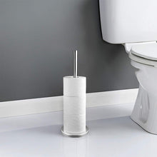 Stainless Steel Free Standing Toilet Roll Holder Loo Tissue Dispenser Holder Bathroom Toilet Paper Silver Storage Stand