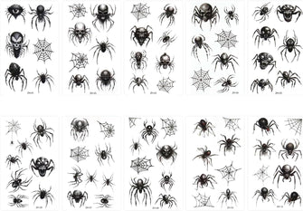 Spider Temporary Tattoos,10 Sheets Halloween Face Stickers Crawling Spider Tattoos Spider Web Halloween Temporary Tattoos for Halloween Masquerade Cosplay Costume Makeup Party Y7ZZWST