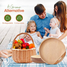 FOOGO Green 25 Disposable Palm Leaf Plates, 10"(25cm) Large Round, Eco Friendly, Biodegradable, compostable Plates, Like Wooden Plates, Paper Plates, for Hot Food, Wedding, Picnic Party Plates