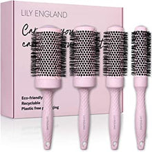 Round Brush Set for Women - Round Barrel Hairbrush for Blow Drying - Blow Dry Brush - Eco Sustainable Gift by Lily England (Pink)