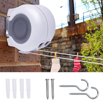 Retractable Washing Line Outdoor - Clothes Lines Wall Mounted Heavy Duty Extendable Outside Clothesline Clothing Pull Out 2x15m Long Double Strong Wash Lines for Garden Laundry Drying 30m