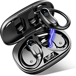 Wireless Earbud Rulefiss Bluetooth 5.3 Headphones Sports with Mic, Dual LED Display, Bluetooth Earphones Wireless Noise Cancelling IP7 Super Waterproof Bluetooth Earbud In Ear for Running 42H Playtime